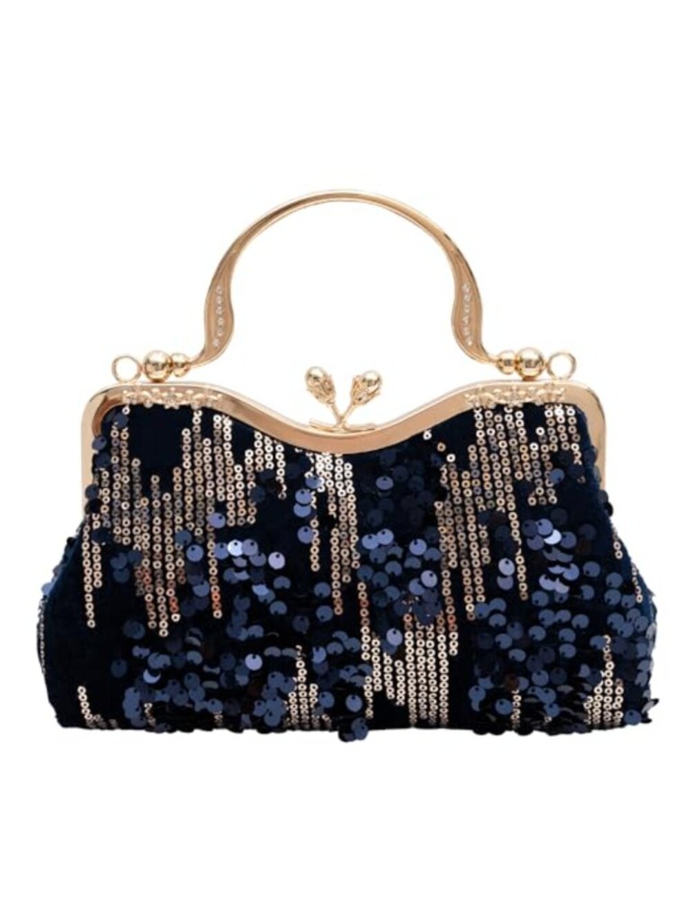 Vintage Sequin Velvet Evening Bag Floral Clasp Formal Wedding Party Handbag